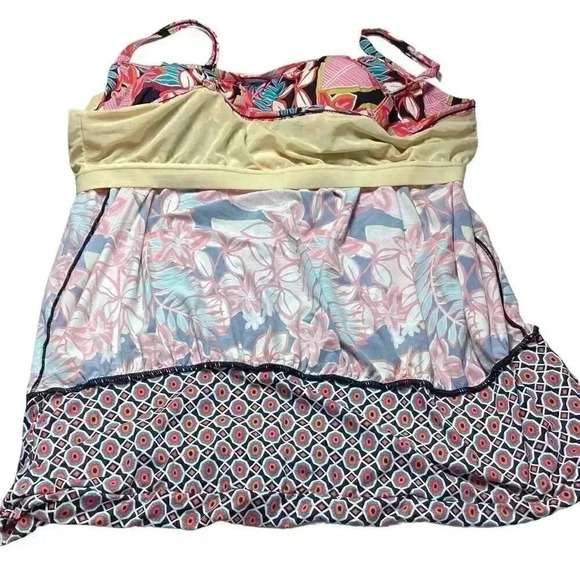 Swimsuits For All Women 24 Floral Scoop Neck Blouson Tankini Swim Top Multicolor - Picture 9 of 12